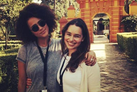 Nathalie Emmanuel and Emilia Clarke.